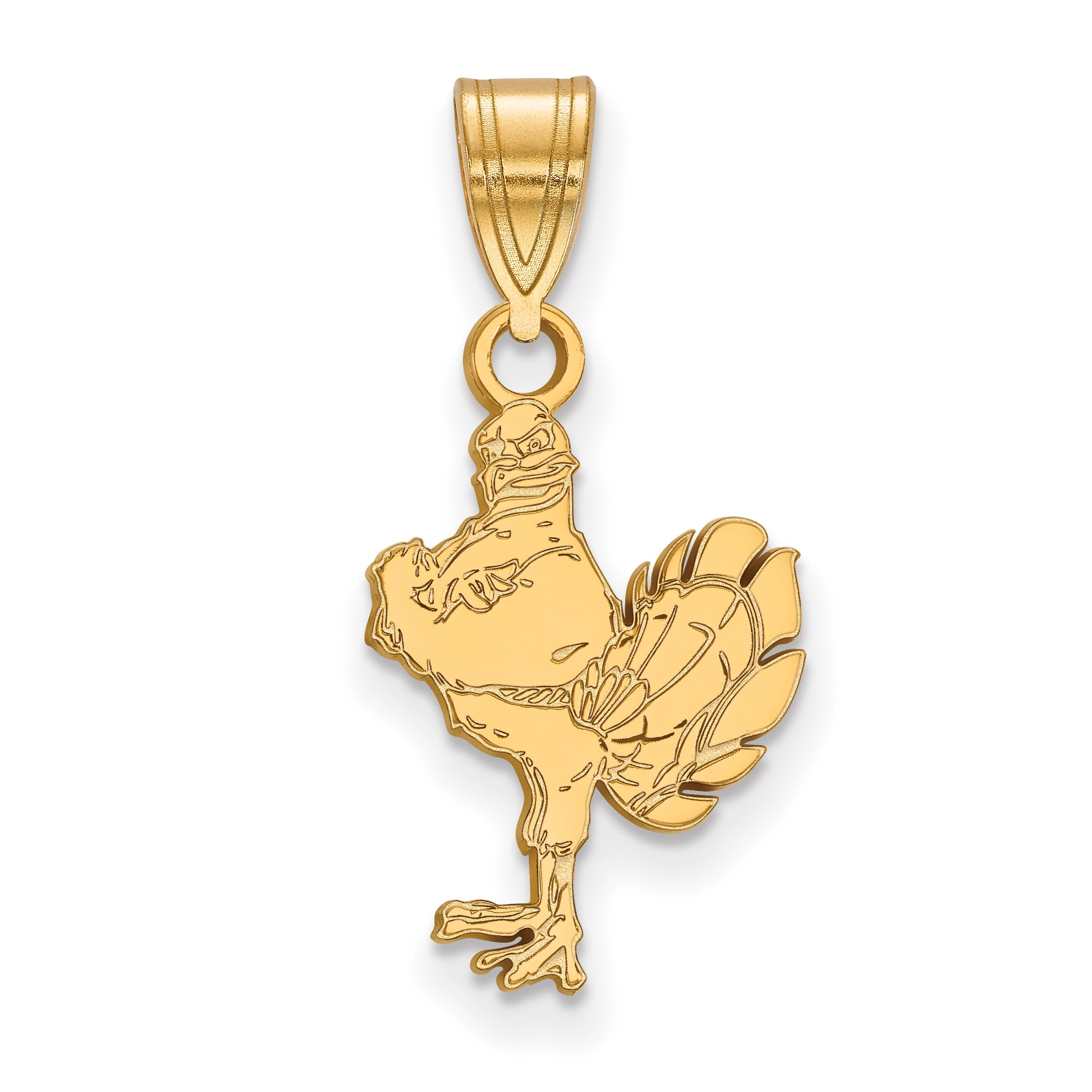 Gold Plated Sterling Silver Logoart Virginia Tech Hokiebird Medium Pendant