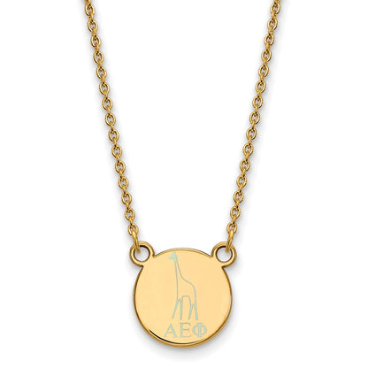 Gold Plated Sterling Silver Logoart Alpha Epsilon Phi Sorority Symbol Extra Small Color Enamel Pendant 18 Inch Necklace