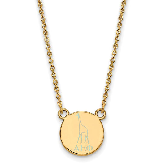 Gold Plated Sterling Silver Logoart Alpha Epsilon Phi Sorority Symbol Extra Small Color Enamel Pendant 18 Inch Necklace