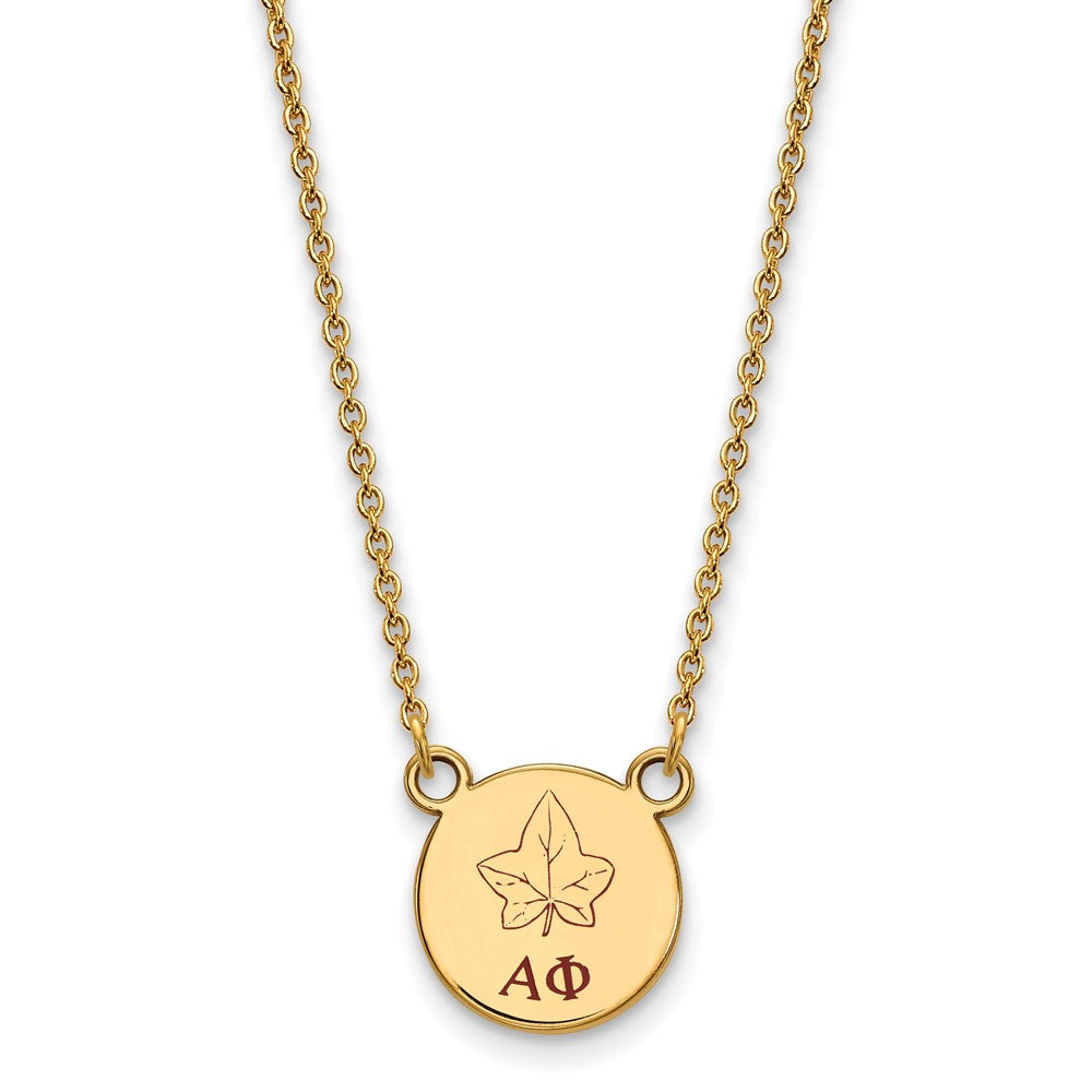 Gold Plated Sterling Silver Logoart Alpha Phi Sorority Symbol Small Color Enamel Pendant 18 Inch Necklace