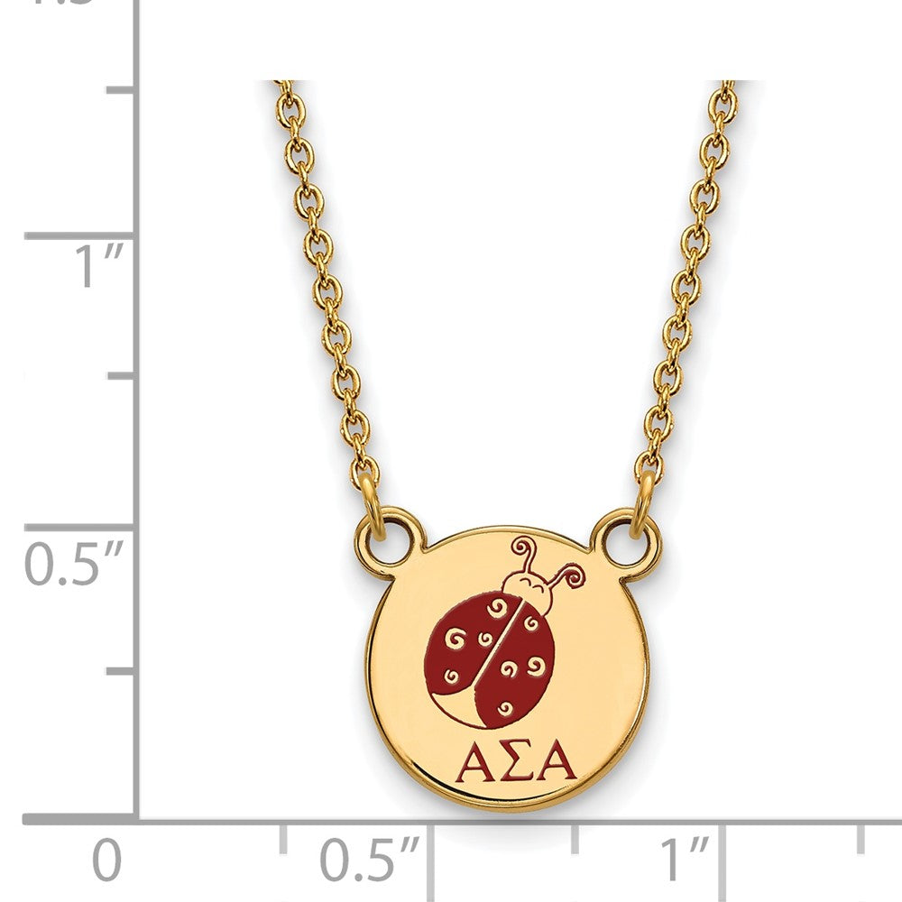 Gold Plated Sterling Silver Logoart Alpha Sigma Sorority Symbol Small Color Enamel Pendant 18 Inch Necklace