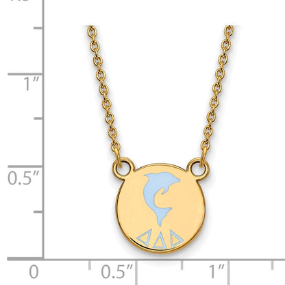 Gold Plated Sterling Silver Logoart Delta Sorority Symbol Small Color Enamel Pendant 18 Inch Necklace