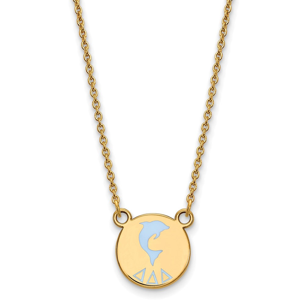 Gold Plated Sterling Silver Logoart Delta Sorority Symbol Small Color Enamel Pendant 18 Inch Necklace