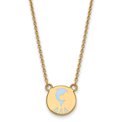 Gold Plated Sterling Silver Logoart Delta Sorority Symbol Small Color Enamel Pendant 18 Inch Necklace