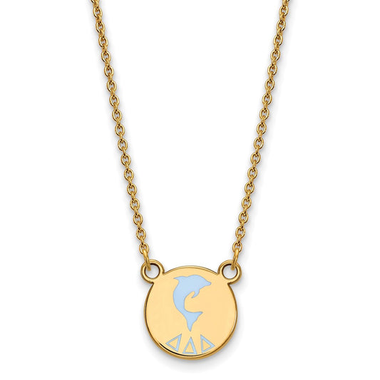 Gold Plated Sterling Silver Logoart Delta Sorority Symbol Small Color Enamel Pendant 18 Inch Necklace