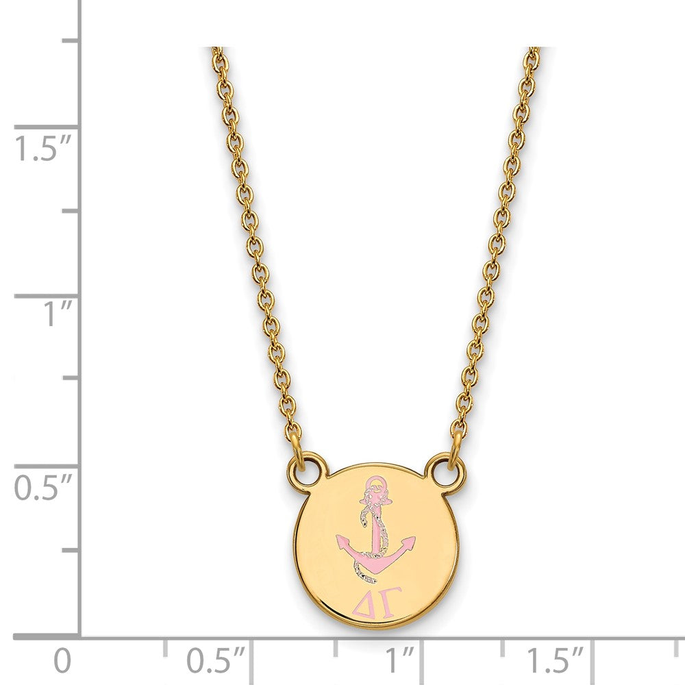 Gold Plated Sterling Silver Logoart Delta Gamma Sorority Symbol Small Color Enamel Pendant 18 Inch Necklace