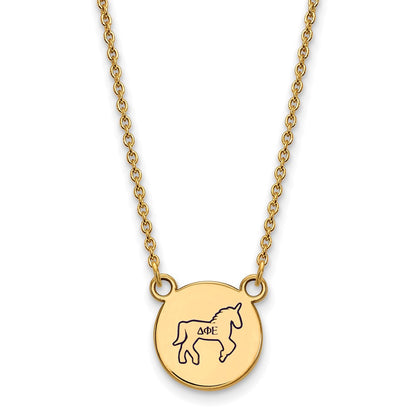 Gold Plated Sterling Silver Logoart Delta Phi Epsilon Sorority Symbol Small Color Enamel Pendant 18 Inch Necklace