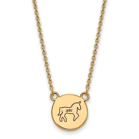 Gold Plated Sterling Silver Logoart Delta Phi Epsilon Sorority Symbol Small Color Enamel Pendant 18 Inch Necklace