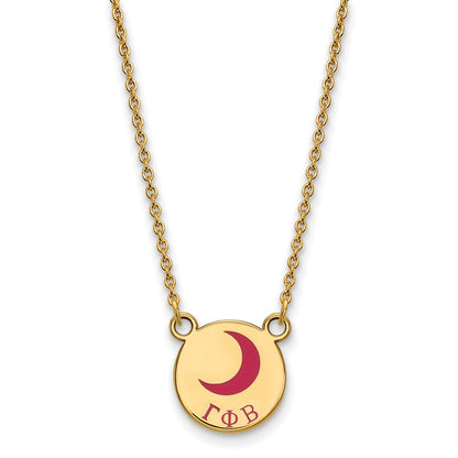 Gold Plated Sterling Silver Logoart Gamma Phi Beta Sorority Symbol Small Color Enamel Pendant 18 Inch Necklace