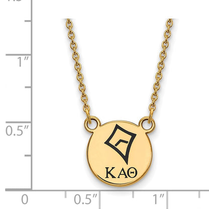Gold Plated Sterling Silver Logoart Kappa Alpha Theta Sorority Symbol Small Color Enamel Pendant 18 Inch Necklace