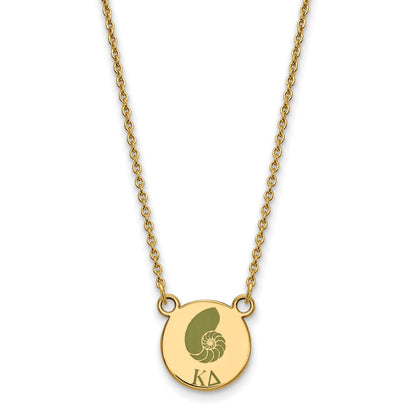 Gold Plated Sterling Silver Logoart Kappa Delta Sorority Symbol Small Color Enamel Pendant 18 Inch Necklace