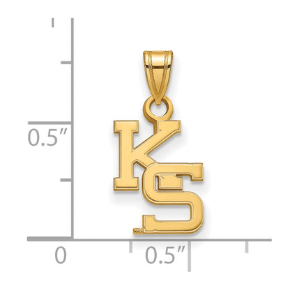 Gold Plated Sterling Silver Logoart Kansas State University K S Small Pendant