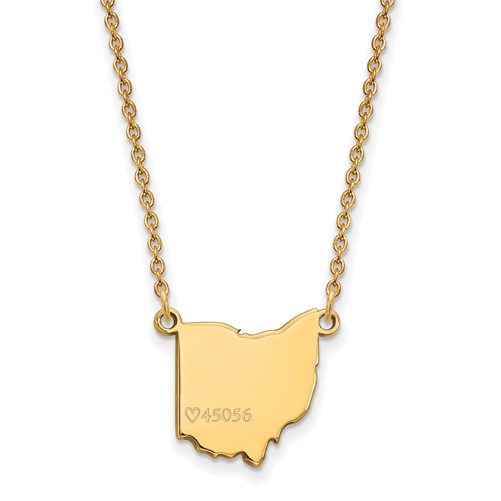 Gold Plated Sterling Silver Logoart Miami University Ohio Shape Zip Code Pendant 18 Inch Necklace