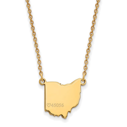 Gold Plated Sterling Silver Logoart Miami University Ohio Shape Zip Code Pendant 18 Inch Necklace