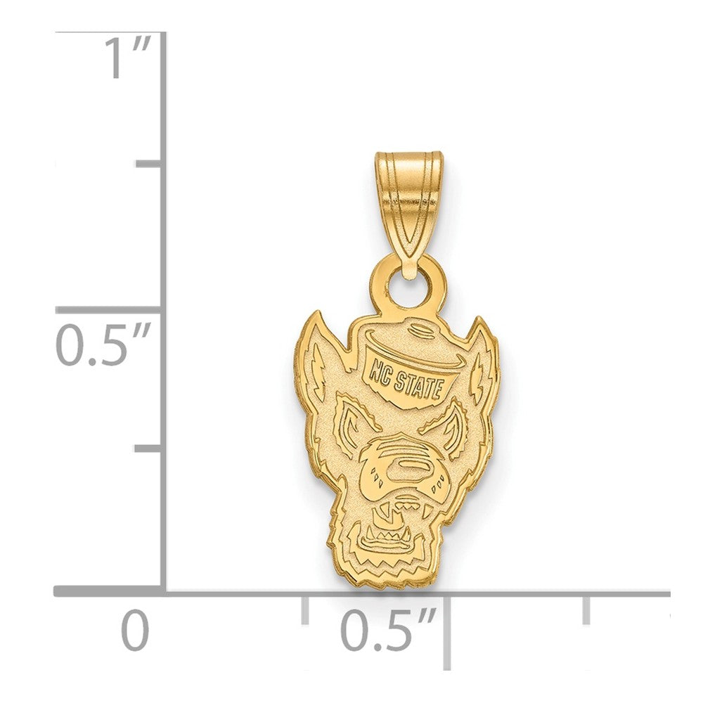 14K Yellow Gold Logoart North Carolina State University Wolf Small Pendant