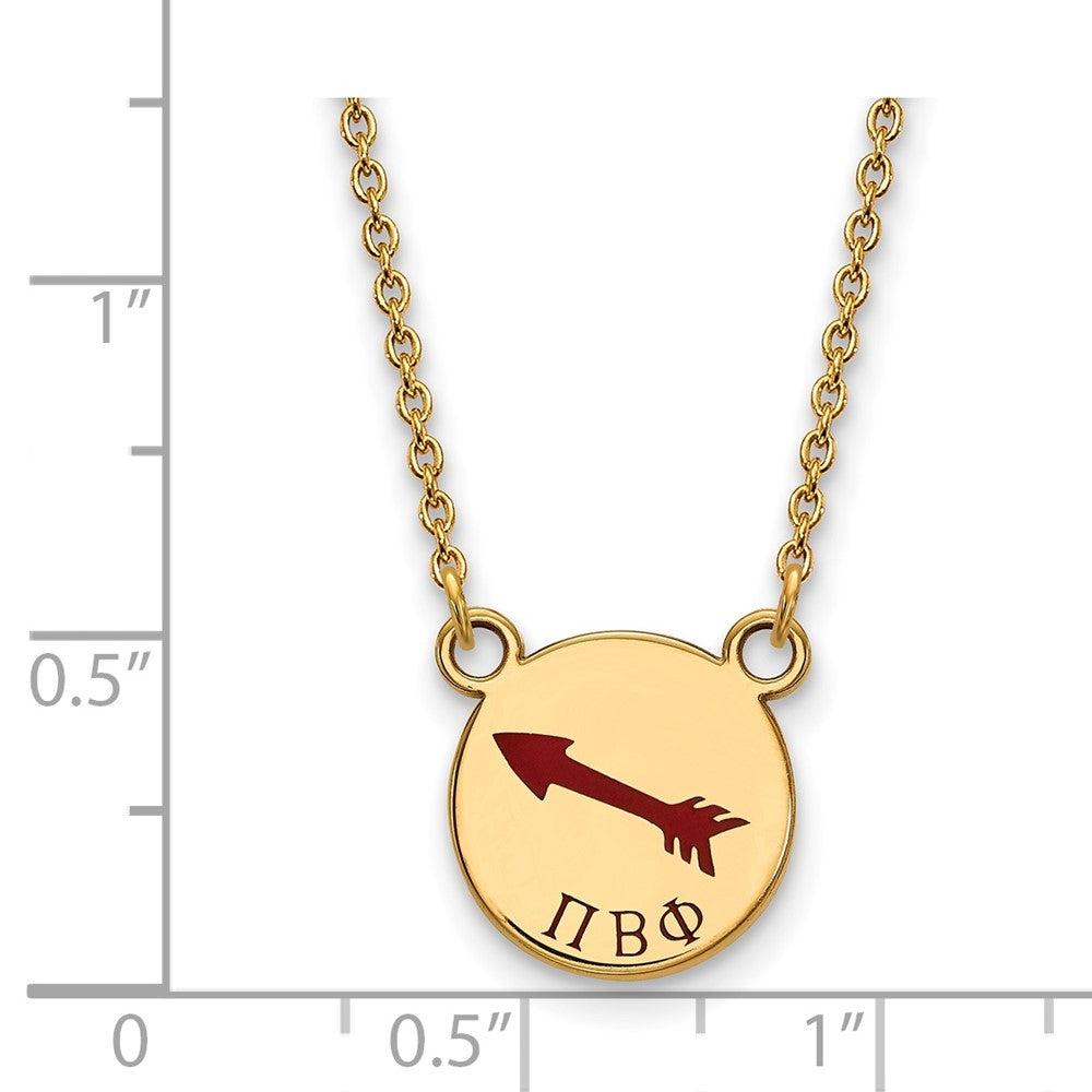 Gold Plated Sterling Silver Logoart Pi Beta Phi Sorority Symbol Small Color Enamel Pendant 18 Inch Necklace