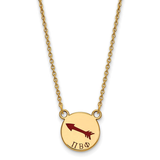 Gold Plated Sterling Silver Logoart Pi Beta Phi Sorority Symbol Small Color Enamel Pendant 18 Inch Necklace