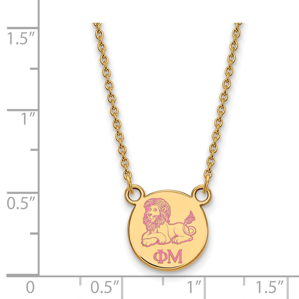 Gold Plated Sterling Silver Logoart Phi Mu Sorority Symbol Extra Small Color Enamel Pendant 18 Inch Necklace