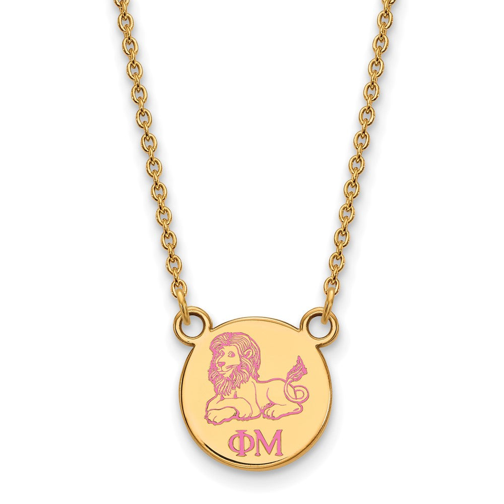 Gold Plated Sterling Silver Logoart Phi Mu Sorority Symbol Extra Small Color Enamel Pendant 18 Inch Necklace