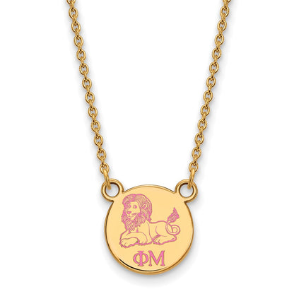 Gold Plated Sterling Silver Logoart Phi Mu Sorority Symbol Extra Small Color Enamel Pendant 18 Inch Necklace
