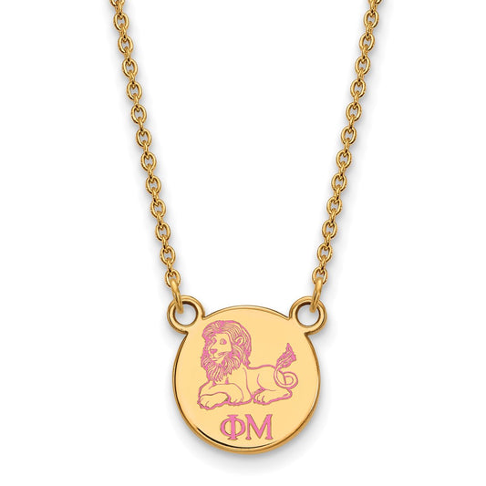 Gold Plated Sterling Silver Logoart Phi Mu Sorority Symbol Extra Small Color Enamel Pendant 18 Inch Necklace