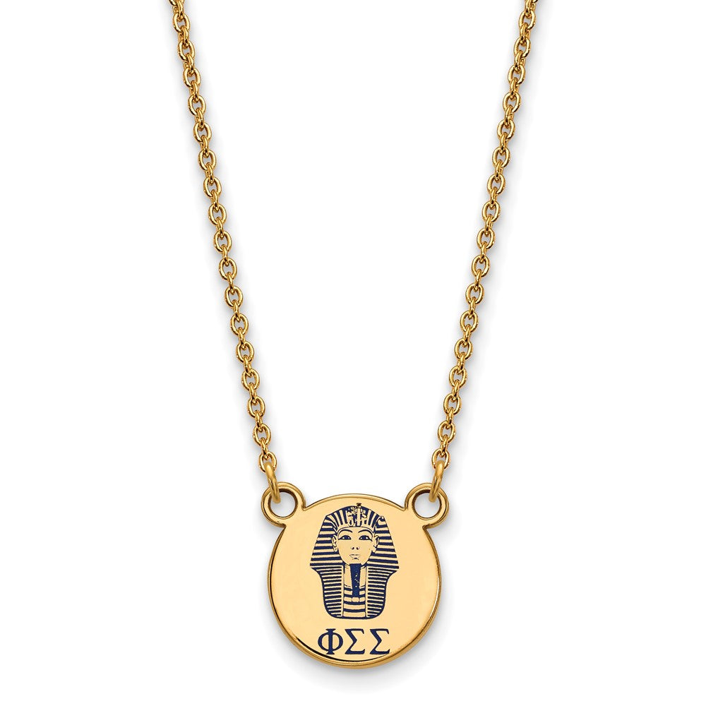 Gold Plated Sterling Silver Logoart Phi Sigma Sorority Symbol Small Color Enamel Pendant 18 Inch Necklace