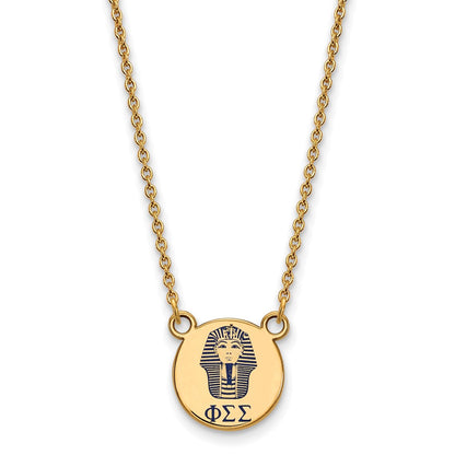 Gold Plated Sterling Silver Logoart Phi Sigma Sorority Symbol Small Color Enamel Pendant 18 Inch Necklace