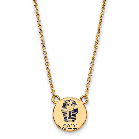 Gold Plated Sterling Silver Logoart Phi Sigma Sorority Symbol Small Color Enamel Pendant 18 Inch Necklace