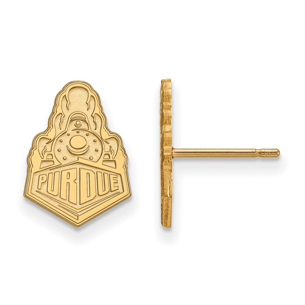14K Yellow Gold Logoart Purdue University Boilermakers Train Logo Small Post Earrings