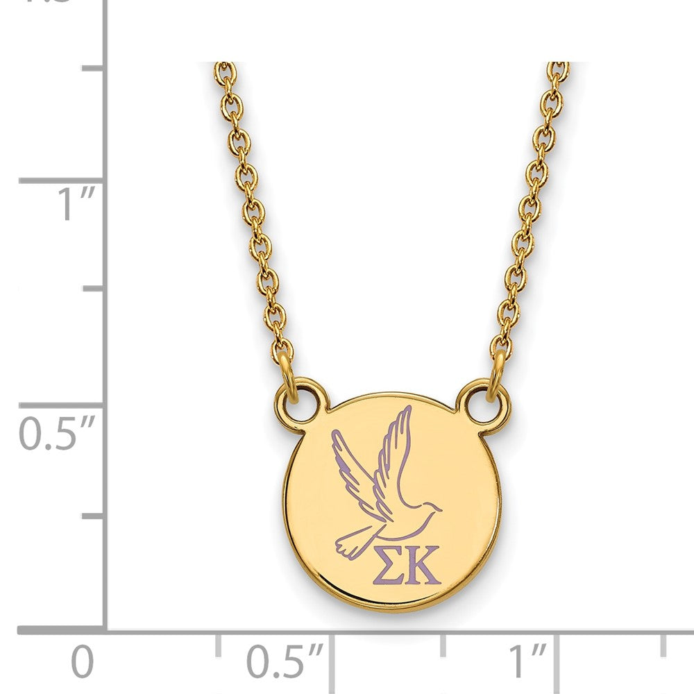 Gold Plated Sterling Silver Logoart Sigma Kappa Sorority Symbol Small Color Enamel Pendant 18 Inch Necklace