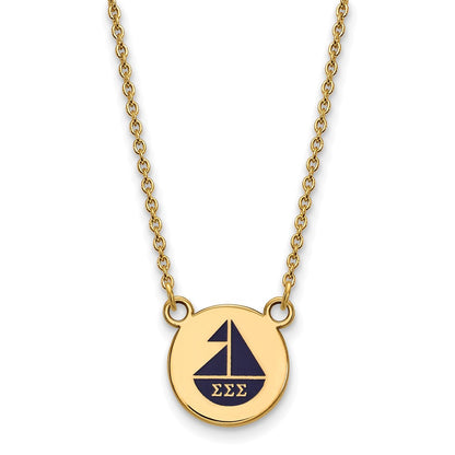 Gold Plated Sterling Silver Logoart Sigma Sorority Symbol Small Color Enamel Pendant 18 Inch Necklace