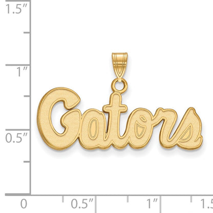 Gold Plated Sterling Silver Logoart University Of Florida Gators Script Small Pendant