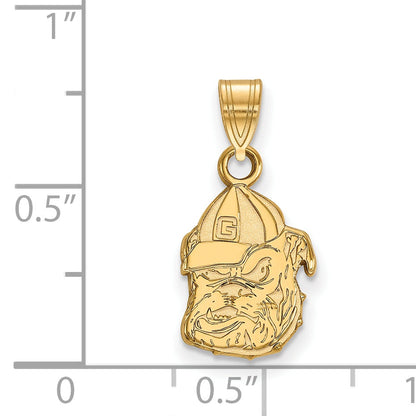 Gold Plated Sterling Silver Logoart University Of Georgia Bulldog Small Pendant