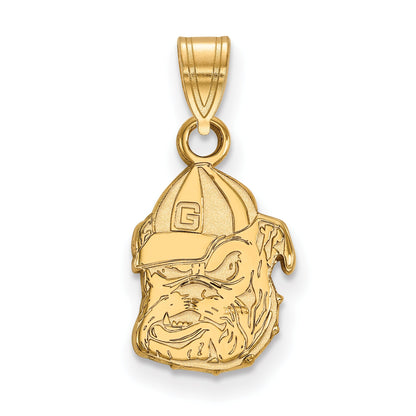 Gold Plated Sterling Silver Logoart University Of Georgia Bulldog Small Pendant