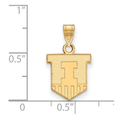10K Yellow Gold Logoart University Of Illinois Victory Badge Small Pendant