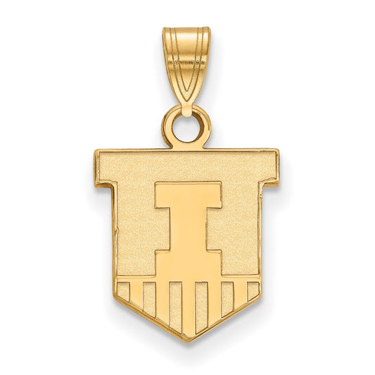 Gold Plated Sterling Silver Logoart University Of Illinois Victory Badge Small Pendant