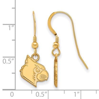 Gold Plated Sterling Silver Logoart University Of Louisville Cardinal Small Dangle Wire Earrings