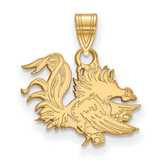 Gold Plated Sterling Silver Logoart University Of South Carolina Gamecock Small Pendant