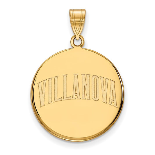 Gold Plated Sterling Silver Logoart Villanova University Large Disc Pendant
