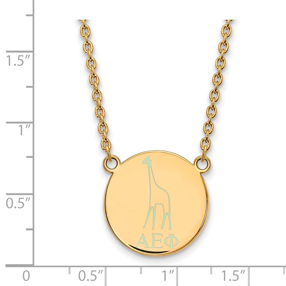 Gold Plated Sterling Silver Logoart Alpha Epsilon Phi Sorority Symbol Large Color Enamel Pendant 18 Inch Necklace