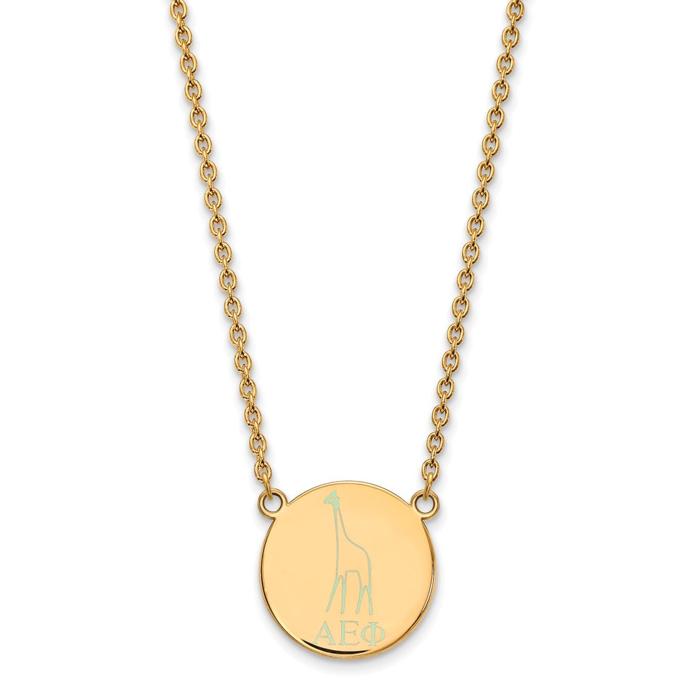 Gold Plated Sterling Silver Logoart Alpha Epsilon Phi Sorority Symbol Large Color Enamel Pendant 18 Inch Necklace