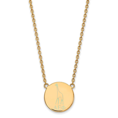 Gold Plated Sterling Silver Logoart Alpha Epsilon Phi Sorority Symbol Large Color Enamel Pendant 18 Inch Necklace