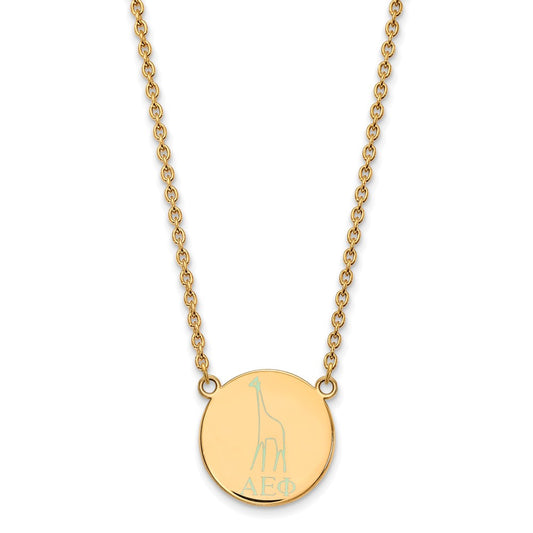 Gold Plated Sterling Silver Logoart Alpha Epsilon Phi Sorority Symbol Large Color Enamel Pendant 18 Inch Necklace