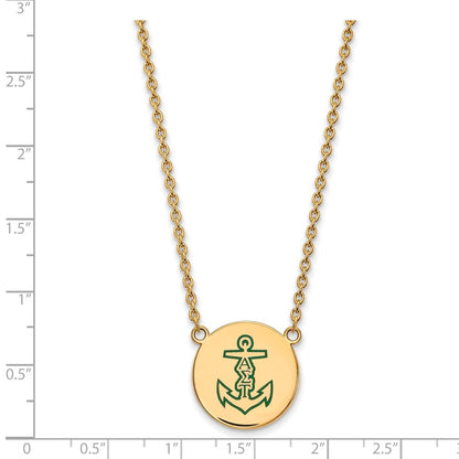 Gold Plated Sterling Silver Logoart Alpha Sigma Tau Sorority Symbol Large Color Enamel Pendant 18 Inch Necklace