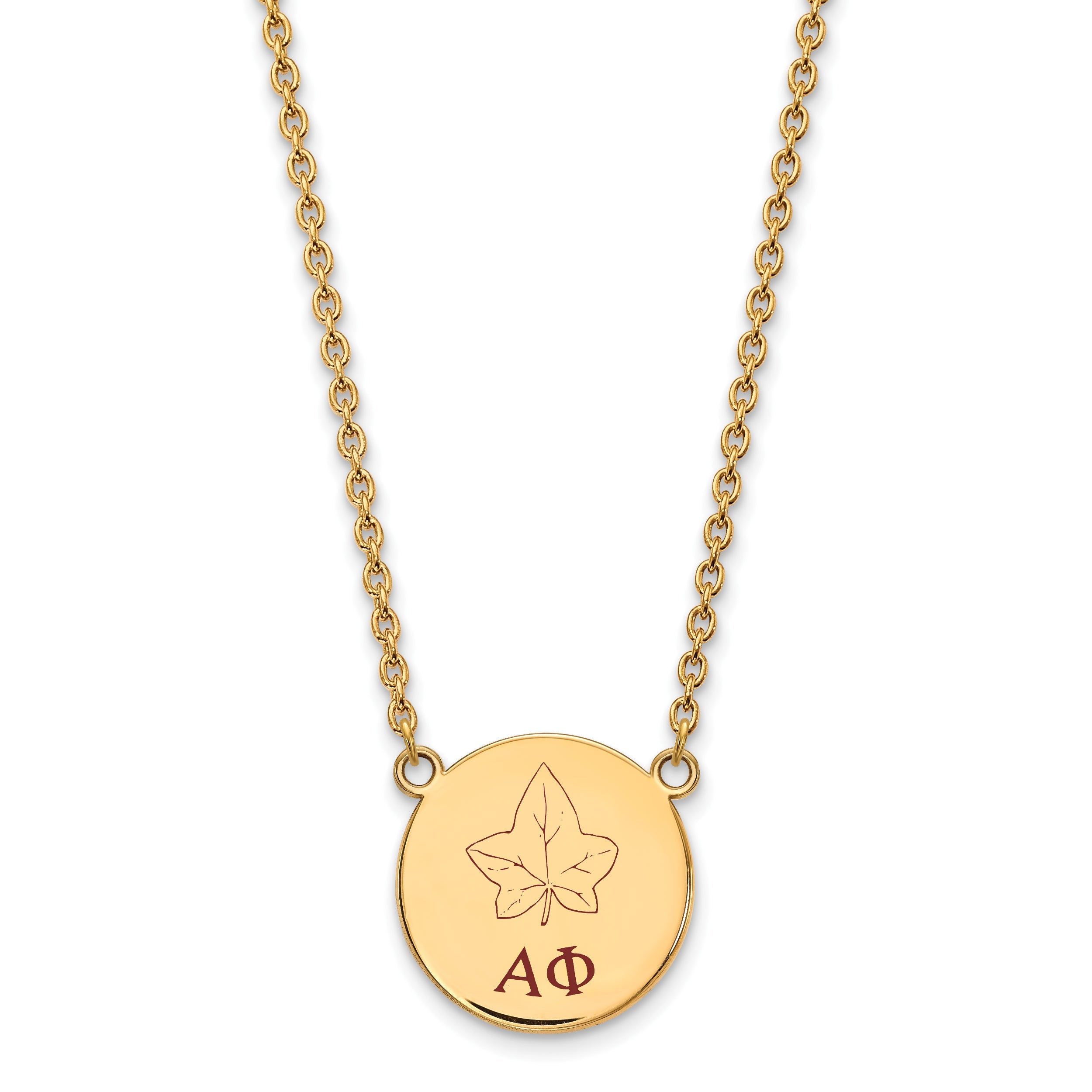 Gold Plated Sterling Silver Logoart Alpha Phi Sorority Symbol Large Color Enamel Pendant 18 Inch Necklace