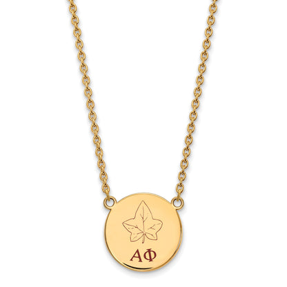 Gold Plated Sterling Silver Logoart Alpha Phi Sorority Symbol Large Color Enamel Pendant 18 Inch Necklace