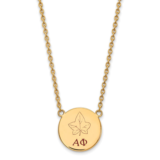 Gold Plated Sterling Silver Logoart Alpha Phi Sorority Symbol Large Color Enamel Pendant 18 Inch Necklace