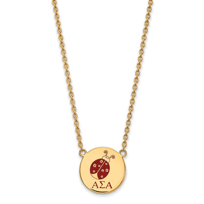 Gold Plated Sterling Silver Logoart Alpha Sigma Sorority Symbol Large Color Enamel Pendant 18 Inch Necklace