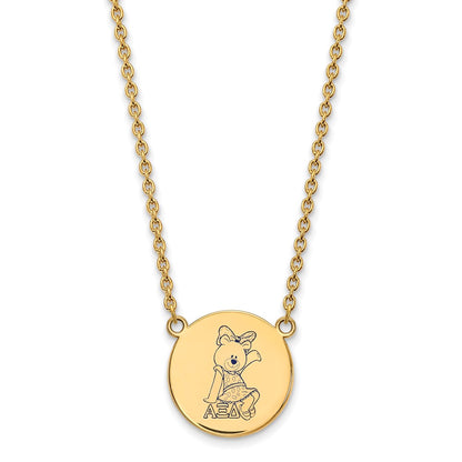 Gold Plated Sterling Silver Logoart Alpha Xi Delta Sorority Symbol Large Color Enamel Pendant 18 Inch Necklace