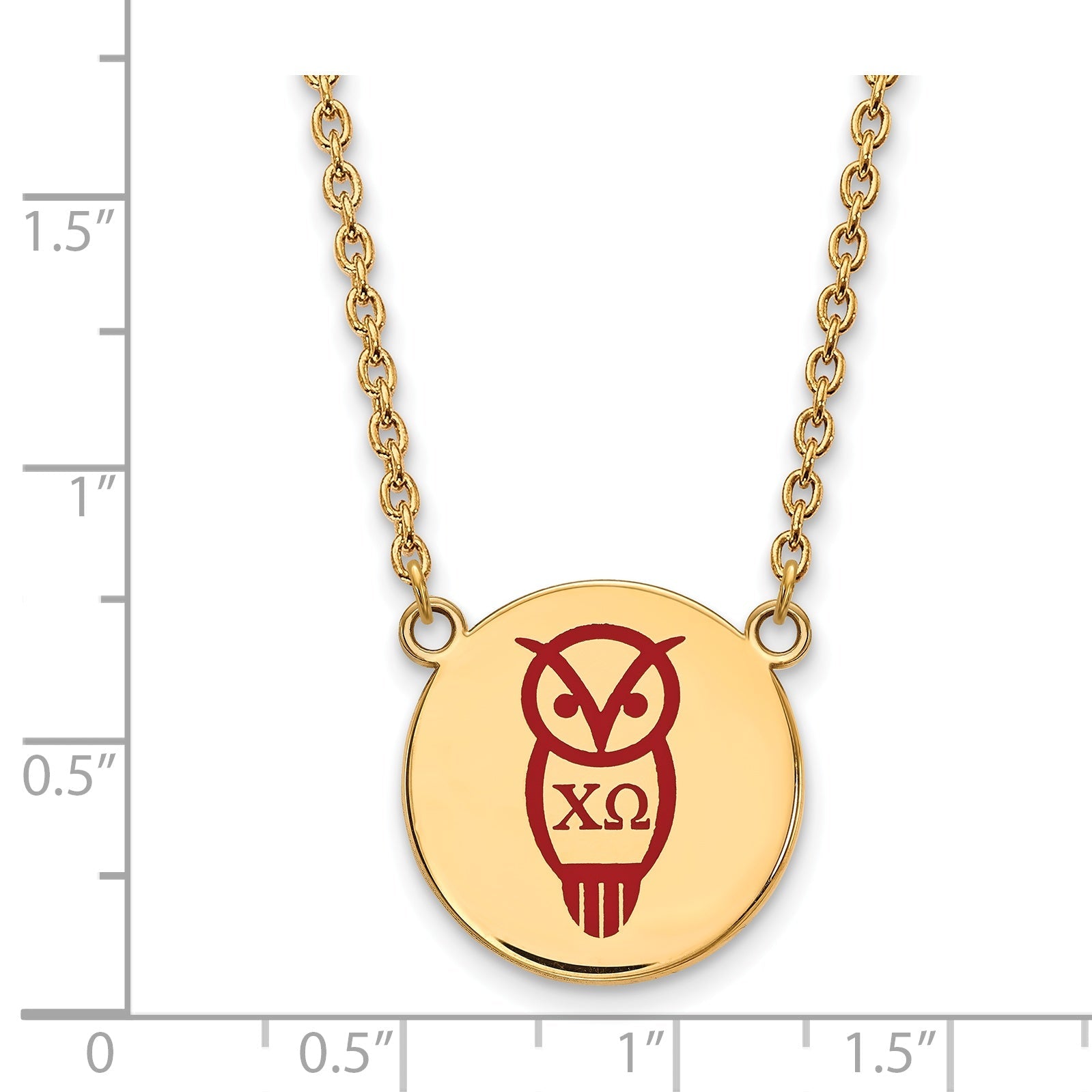 Gold Plated Sterling Silver Logoart Chi Omega Sorority Symbol Large Color Enamel Pendant 18 Inch Necklace